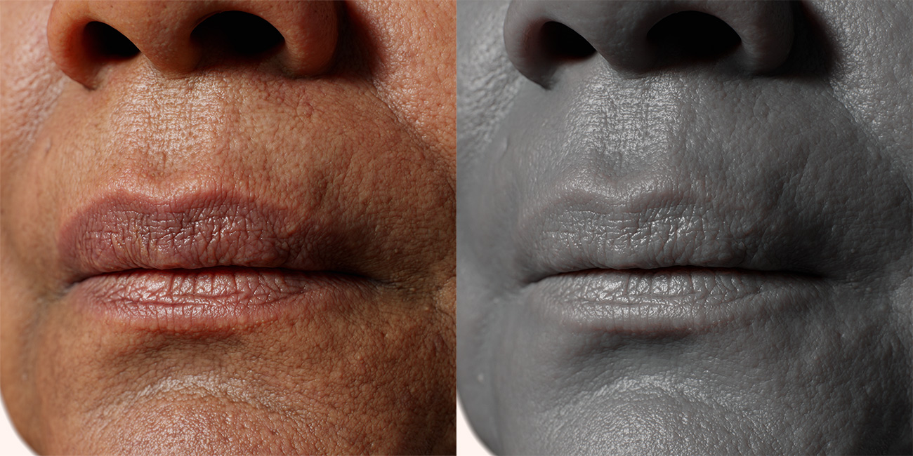 Female head scan skin pore details 